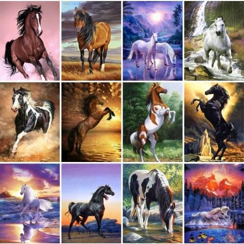 AZQSD Diamond Painting 5d Horse Cross Stitch Diamond Embroidery Animal Mosaic Handmade Home Decor Gifdt Needlework Rhinestones