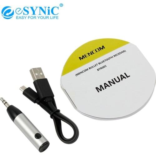 ESYNiC Audio Wireless Bluetooth-compatible 4.1 CVC 6.0Bullet Car Aux Noise Reduction Adapter Bluetooth-compatible Music Receiver