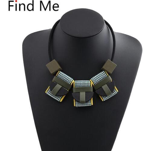 Find Me Geometric Cloth Pendant Necklace For Women Leather Rope Necklaces New Sweater Chain Fashion Jewelry