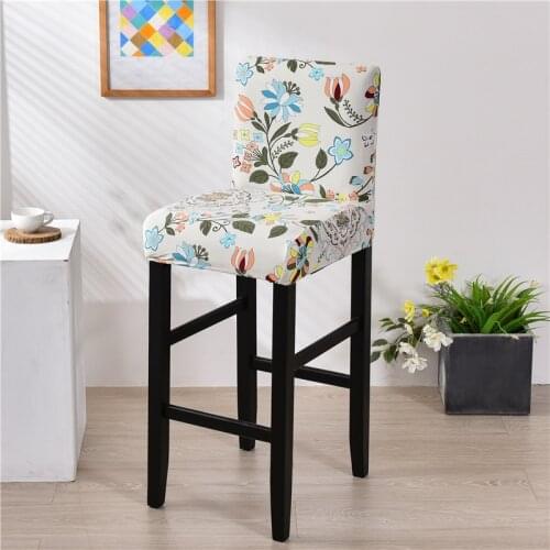 Flower Stretch Bar Chair Cover Seat Slipcover Hotel Banquet Dining Short Back Chair Slipcover Housse De Chaise Armchair spandex