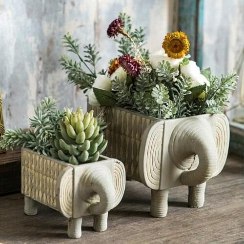 Cartoon Elephant Shaped Flowerpot Resin Crafts Succulent Bonsai Decoration for Home Garden Courtyard GQ