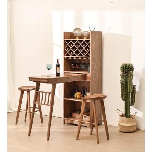 Log home bar wine cabinet tables and chairs Nordic solid wood porch cabinet ash bar partition cabinet high cabinet