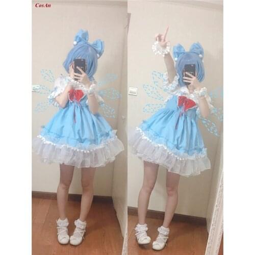 Hot Game Touhou Project Cirno Cosplay Costume Lovely Blue Formal Dress Activity Party Role Play Clothing High-End Custom-Make