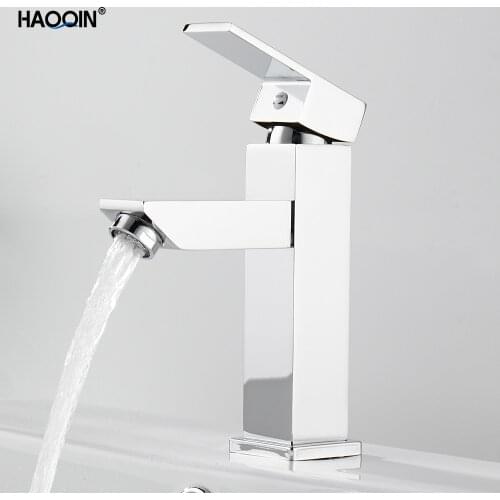 HAOQIN New Bath Basin Tall Brass Chrome Faucet Sink Tap Hot And Cold Water Bathroom Accessory