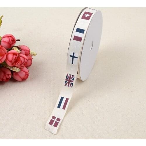 Cotton Ribbon DIY Art Sewing Accessories Ribbon Gift Wrap With National Flag Pattern Printing Gift Wrap Clothing Decoration Belt