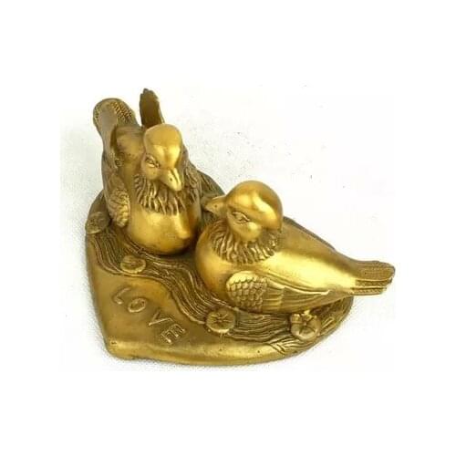 Exquisite China Bronze brass fengshui Mandarin duck statue Wedding home decoration metal handicraft