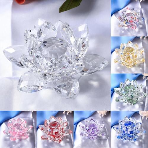 Crystal Glass Figurine Collectibles Lotus Flower Model Wedding Centerpieces