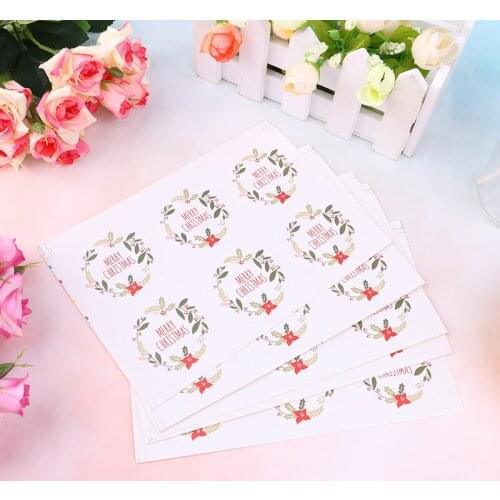 30pcs/set Round Merry Christmas kraft paper packaging label Adhesive Sticker