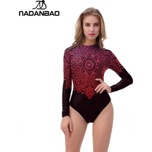 NADANBAO 2021 Summer Swimwear Women Mandala Flower one piece swimsuit 3D Printed bathing suit women Sexy Plus Size Swimwear