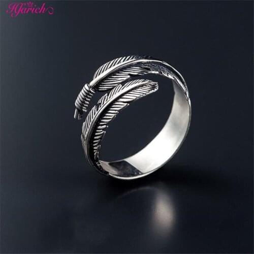 Minimalist Retro Silver Color Adjustable Opening Ring Creative Feather Arrow DNA Cat Ear Finger Ring For Women Charm Jewelry