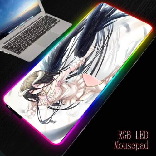 MRGBEST Anime Overlord Sexy RGB Gaming Large Mousepad LED Lighting USB Keyboard Colorful Desk Pad Mice Mat for PC Laptop Desktop
