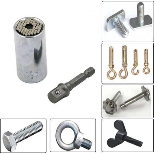 Universal Torque Wrench Head Set Socket Sleeve 7-19mm Power Drill Ratchet Bushing Spanner Key Magic Multi Hand Tools
