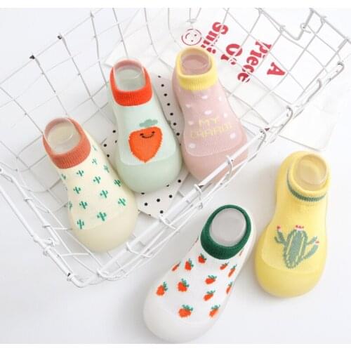 Infant Anti-slip New Fashion Children First Walker Rubber Sock New Born Shoes Unisex Toddler Slipper Knitted Cartoon Cactus Shoe