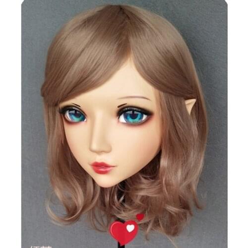 NEW-01) Handmade Female Resin Crossdress Pretty Girl BJD Masks Japanese Anime Cosplay Kigurumi Mask
