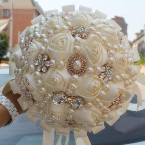 New arrived cream Artificial Flowers Foam Ball Wedding Bridal Bouquets for wedding