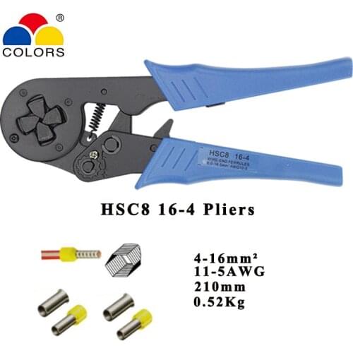 Crimping pliers for tube type needle type terminal crimp self-adjusting capacity HSC8 16-4 4-16mm2 11-5AWG hand tools