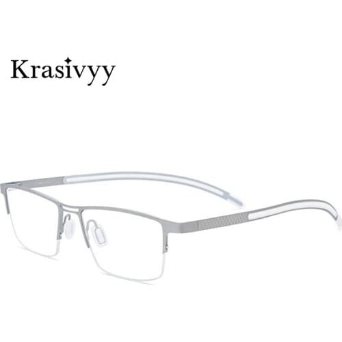 Krasivyy Square Glasses Frame Men Ultralight Pure Titanium Myopia Prescription Eye Glasses for Men Half Frame Optical Eyewear