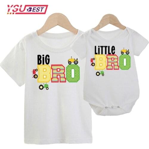 Family Matching Clothes Mother Father Daughter Son Kids Baby T-shirt Parent-child Big Bro Little Bro T-shirt Cartoon Car Tops