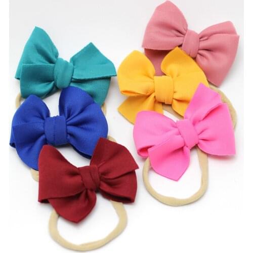 Newborn Infant Nylon Headband with Color Bow Scuba Space Cotton Girls Bow Headbands Baby Bandeau Bebe Children Hairbow Turban