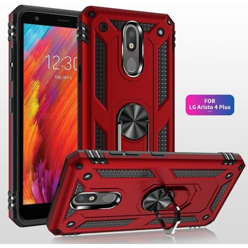 Magnetic Metal Ring Stand Holder Armor Shockproof Case For LG K30 2019 Aristo 4 Plus TPU Bumper Hard PC Protective Back Cover