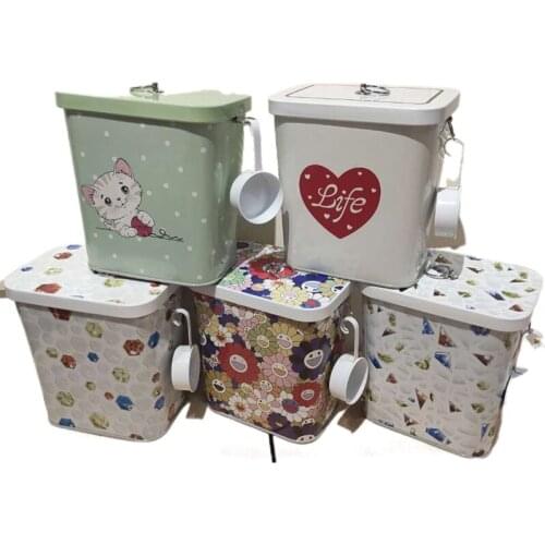 Rectangle 5 Colors Pets Food Storage Box&Bins Home Container Metal Box for Kitchen Flour Rice Powder Holder Snacks Food Bins