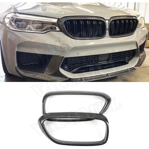 Dry Carbon Fiber Front Bumper Grille Mesh Grill Surrounding Frame Cover For BMW 5 Series G30 F90 M5 2018 2019 Car Styling