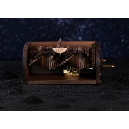 Solid wood hand-shake romantic music box J03