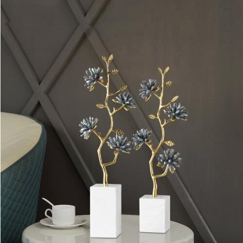 Creative Spar Crafts Home Living Room Desktop Marble Plant Decorations Luxury Blooming Flowers Natural Spar Ornaments