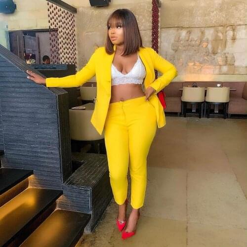 Blazer Sets Women Fashion Elegant Suits Slim Autumn Casual Office Solid Plus Size Female Long Pencil Pants Mujer De Moda Suits