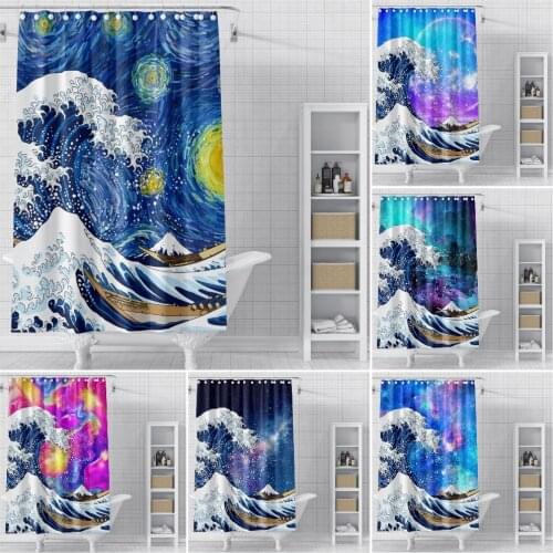 Bathroom Shower Curtain Wave Shower Curtain Bath Curtain Landscape Bathroom Curtain Waterproof for Bathroom Home Decor