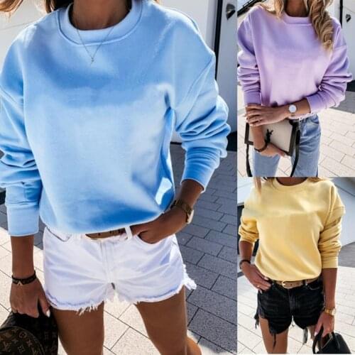 Autumn Sweatshirts Women Casual Solid Color O Neck Long Sleeve Hoodie Sweatshirt Blouse Top Street Harajuku Hip Hop Pullover