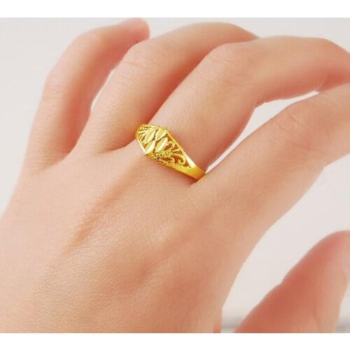 Super Quality Top New Trendy 24K Pure Gold Color Simple Hollow Ring For Women Fashion Cocktail Party Jewelry