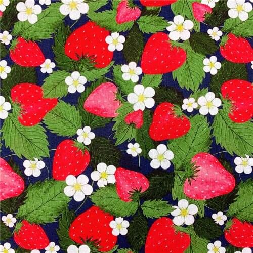 110cm Width Cartoon cute strawberry cotton fabric Patchwork Sewing Quilting mask Girl skirt clothes handmade scarf decoration