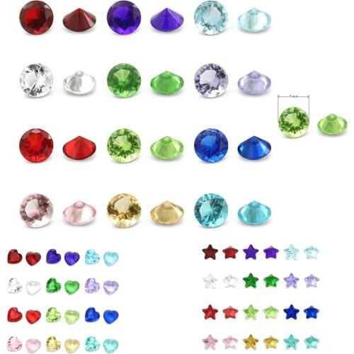 120pcs/lot 5mm Glass Round Heart Star Birthstone DIY Birthday Stones 12 Months Floating Charms