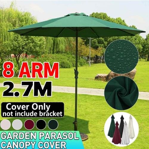 2.7M 6/8 Bones Garden Parasol Canopy Cover Waterproof Anti UV Outdoor Umbrella Cover Canopy Patio Awning Sun Shelter No Bracket
