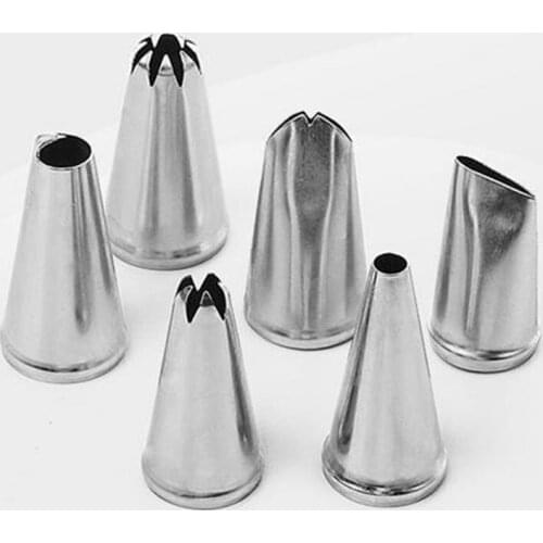 2sets Muti-Shapes 6pc Nozzles Stainless Steel Cake Decorating Lace Mold Piping Cream Syringe Tips Set Tool