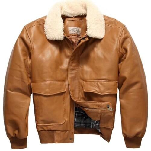 2020 New Avirexfly male genuine leather casual wool collar G1 air force sheepskin leather jacket Winter Coats