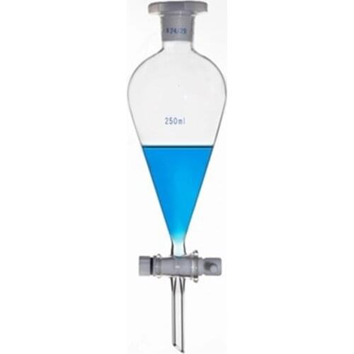 250ml 24/29 Ground Joint Pear Shaped Lab Separatory Funnel With Stopcock