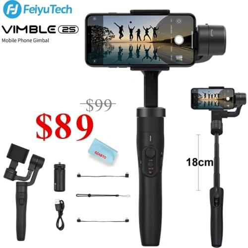 Feiyu Vimble 2S 3-Axis Handheld Gimbal Stabilizer for iPhone 11 Pro Xs Max XR X Smartphone Samsung Galaxy Note10/10+ S10 S9