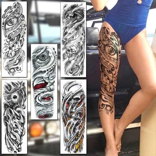 3D Evial Eye Full Metal Robot Arm Temporary Tattoo Sticker Waterproof Fake Mechanical Machine Arm Tatoo Body Leg Art Tattoos DIY