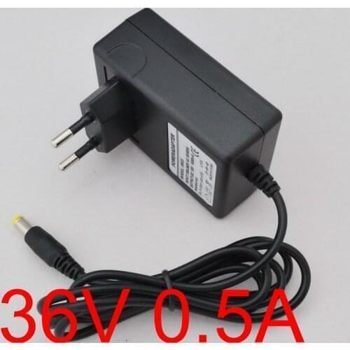 50PCS 36V 500mA AC 100V-240V Converter Adapter DC 36V 0.5A Power Supply DC plug 5.5mm x2.1-2.5mm EU plug
