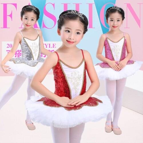 Ballet Costumes Little Swan Childrens Sequins Tutu Dress Sling Dresses Childrens Princess Performance Tutu