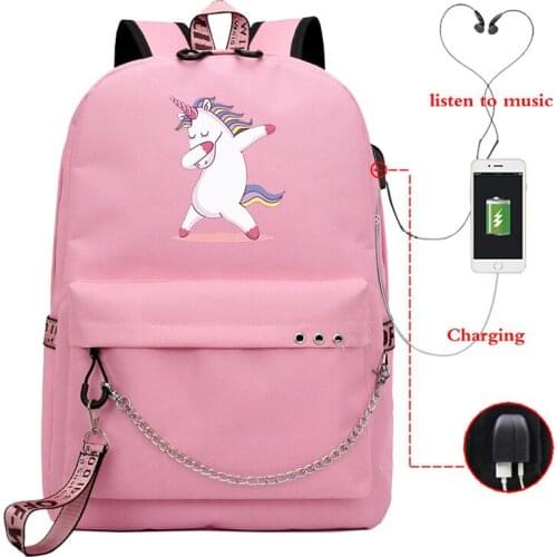 Large Capacity Bagpack Dabbing Unicorn Backpacks Unisex School Bags Travel Bag for College Bookbag USB Charging