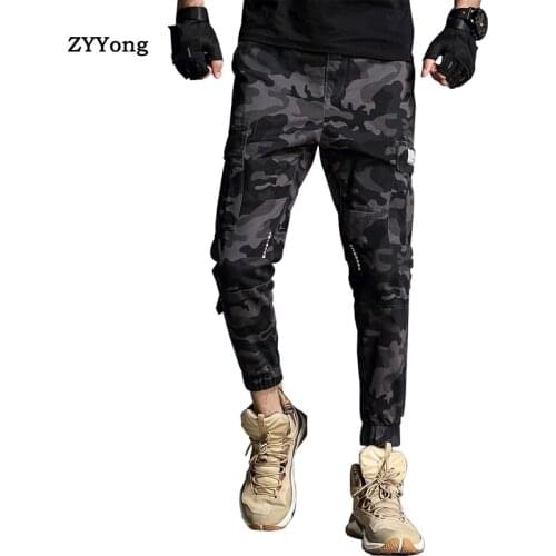 New Camo Joggers Men Cargo Pants Mens Military Army green/ Dark gray Pants Pure Cotton Mens Cargo Trousers With Pockets