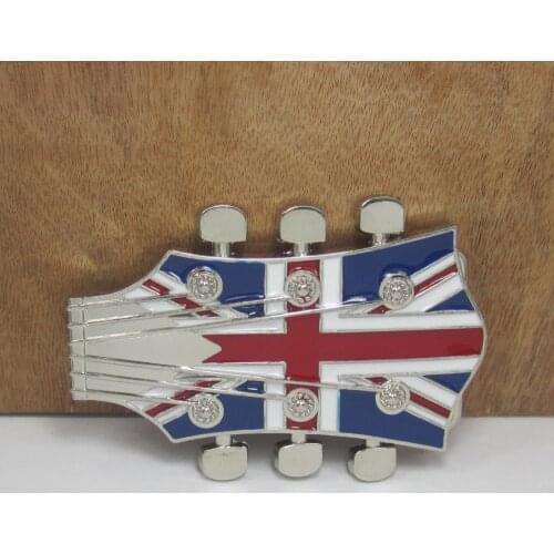 BuckleClub zinc alloy guitar head UK flag jeans gift cowboy belt buckle FP-01864 for men 4cm width loop drop shipping