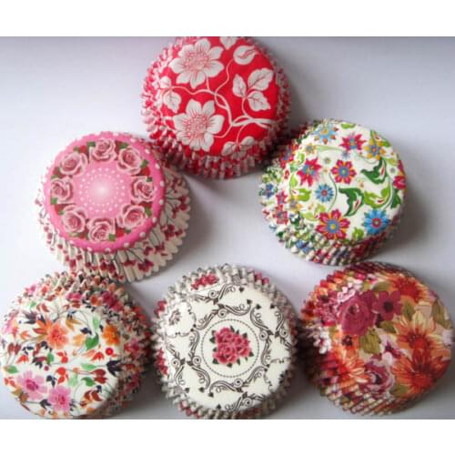 50x Rose/Blue Flower/Green Flower wedding paper Cupcake Liner muffin cup cake baking mold case holder wrapper Decorating Tool