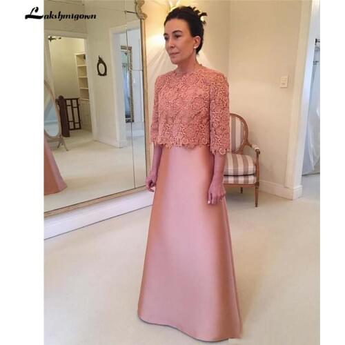 Plus Size Cheap Mother Of the Bride Dresses with Jackets A-Line Vintage Lace Long Sleeves Mother Formal Evening Party Gown