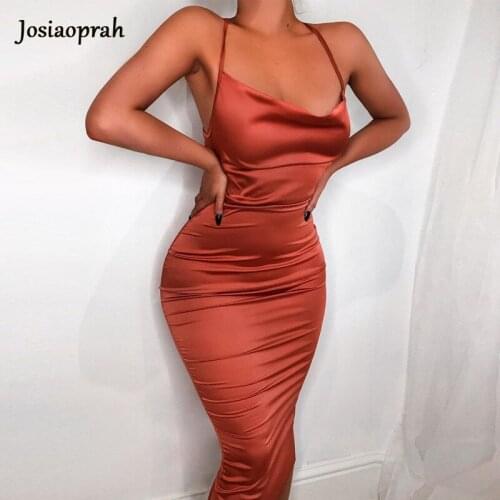 Josiaoprah elegant Backless skinny club dresses chic Draped Pleated lace up streetwear sleeveless woman leisure Vacation dress