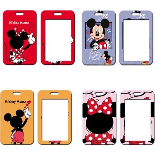 Hot Disney Mickey Minnie Cartoon Pvc Card Student Campus Card Dumbo Daisy Hanging Neck Bag Card Holder Lanyard Id Card Toys Gift