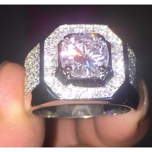 Choucong Jewelry Luxury 14KT White gold filled 5a Zircon Ring for Men Vintage CZ Anel Masculino Wedding Band Rings Size 7-13